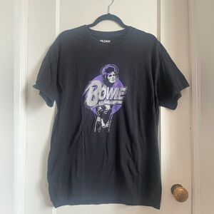 David Bowie Black T‑Shirt with Purple & White Bowie Graphic